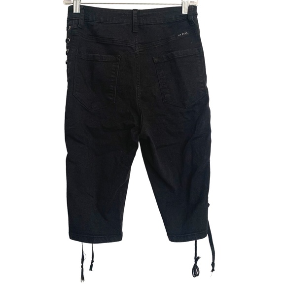 AP Blue by Aphrodite Jeans | Black Lace Up Long Jean Shorts NWOT - Picture 2 of 6
